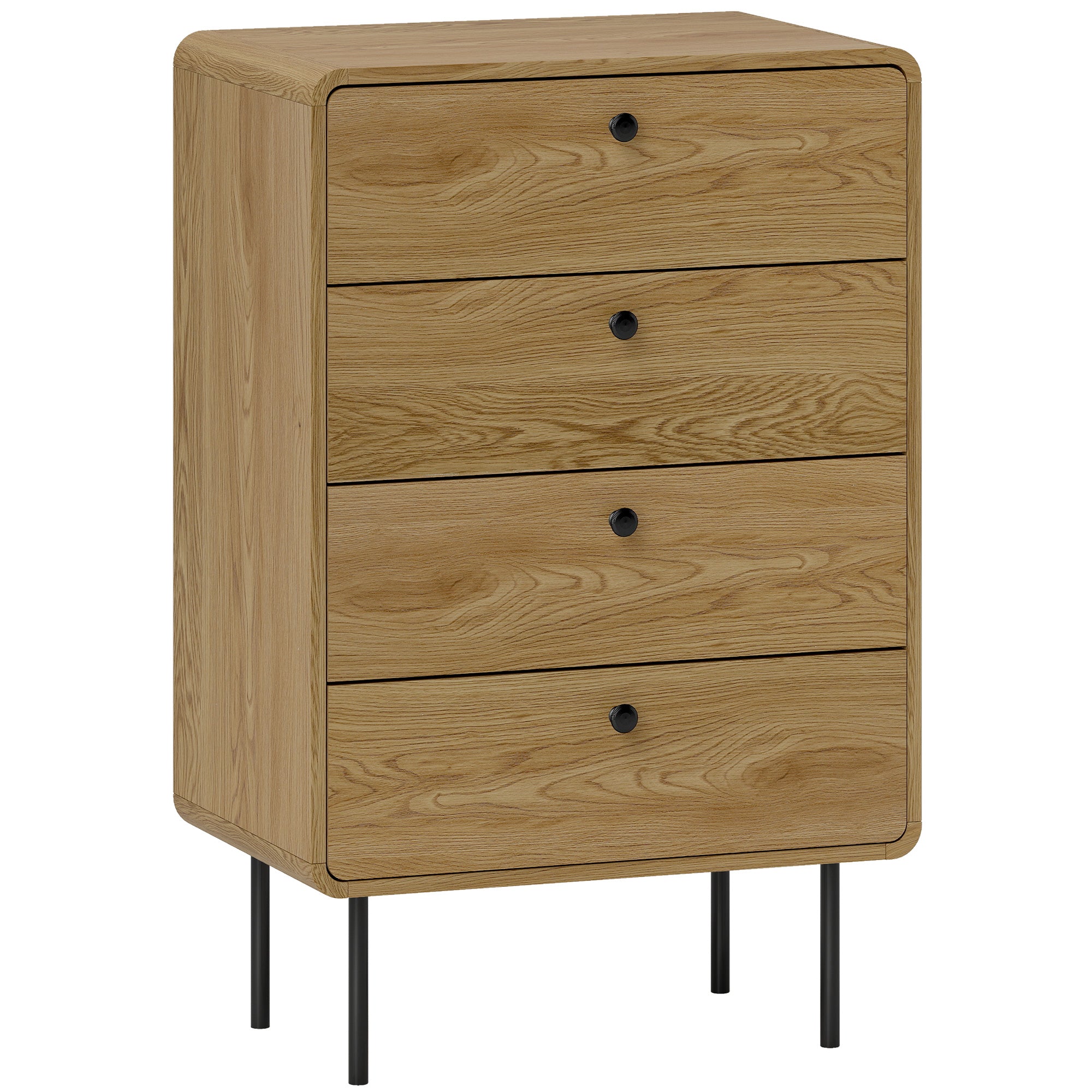 HOMCOM Modern Chest of Drawers with 4 Drawers - Oak – Furniture Gold