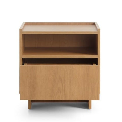 Wooden nightstand with a shelf on a white background