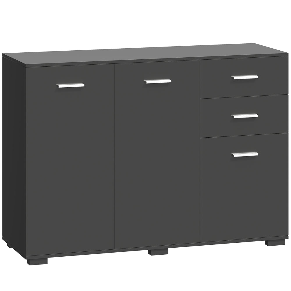 HOMCOM Sideboard, Modern Storage Cabinet with 2 Drawers, 3 Doors and Adjustable Shelves, Black