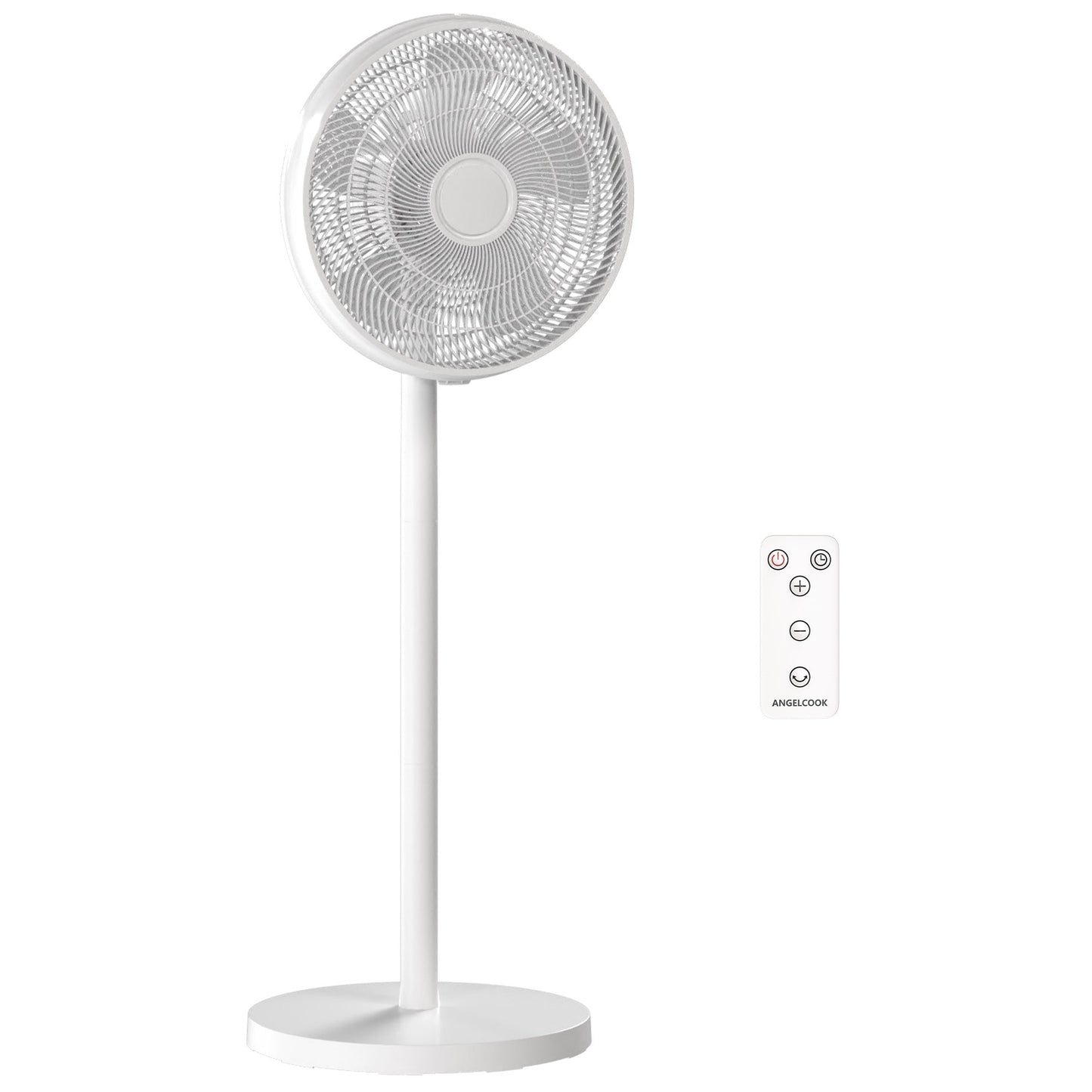 HOMCOM 40 cm Standing Fan, Cooling Floor Fan with 80 degrees Oscillating, Adjustable Tilt and Height, 4 Speed, Remote Control, White