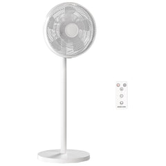 HOMCOM 40 cm Standing Fan, Cooling Floor Fan with 80 degrees Oscillating, Adjustable Tilt and Height, 4 Speed, Remote Control, White