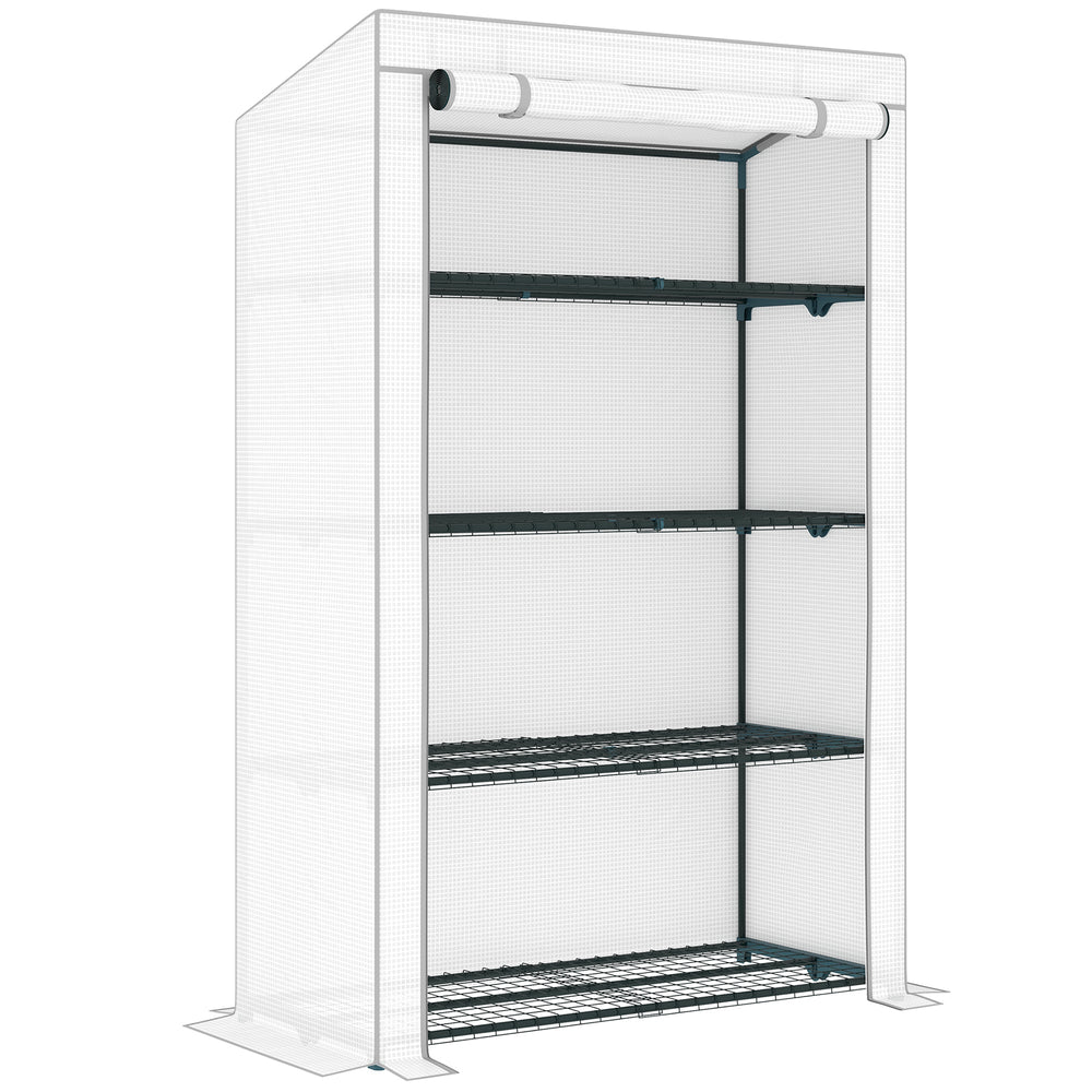 Outsunny Four-Tier Mini Greenhouse - Grey/White