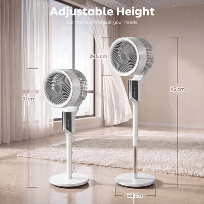 HOMCOM 20 dB Silent Standing Fan for Bedroom, 46" Pedestal Fan with Remote, 85Â° Oscillating, 8 Speeds, White