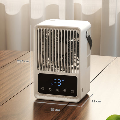 HOMCOM Portable Air Conditioner, 4-in-1 Mini Air Cooler with 3 Wind Speed, 2 Mist Mode, 7 Colour RGB Light, Black and White