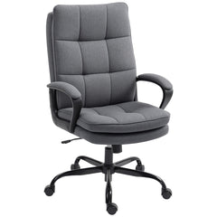 HOMCOM Double Padded Linen-Look Office Chair - Charcoal Grey