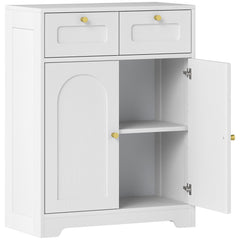 HOMCOM Bathroom Floor Cabinet with 2 Drawers - White