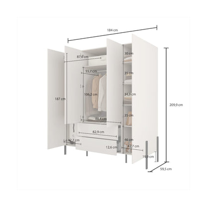 Yukon Hinged Door Wardrobe 180cm
