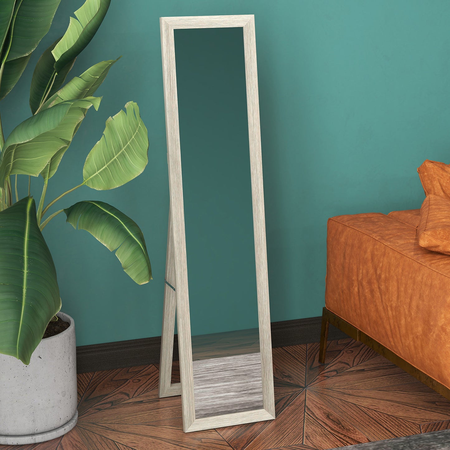 HOMCOM Full Length Mirror, 37 x 157 cm, Hanging or Freestanding, Rectangular Glass Full Body Mirror with Frame for Living Room, Bedroom, Cloakroom, Grey