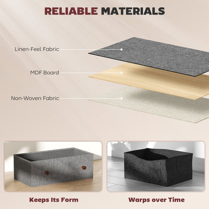 HOMCOM Chest of Drawers, Dresser with 6 Fabric Drawers - Grey and Rustic Brown