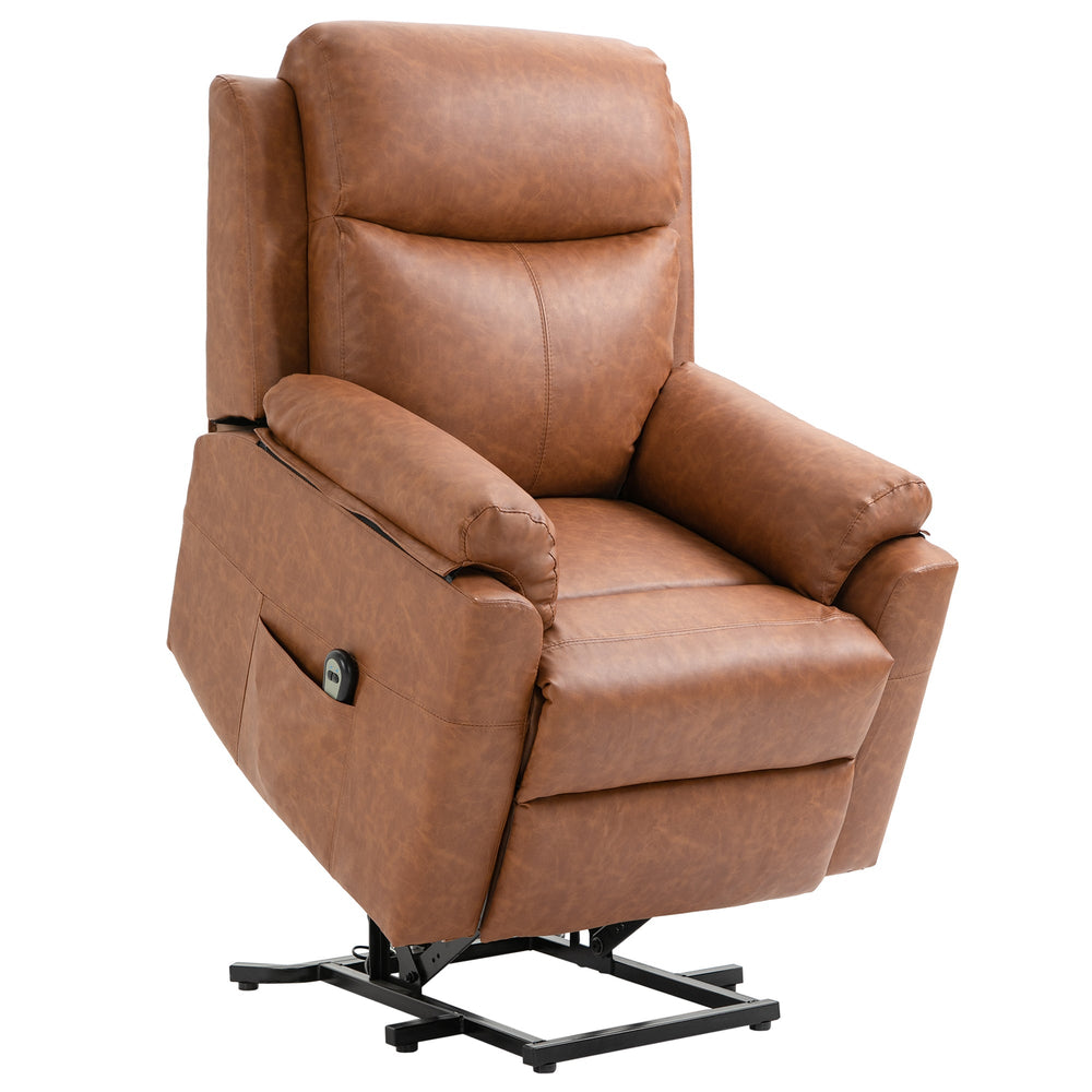 HOMCOM Faux Leather 70 Electric Riser Recliner Chair - Brown