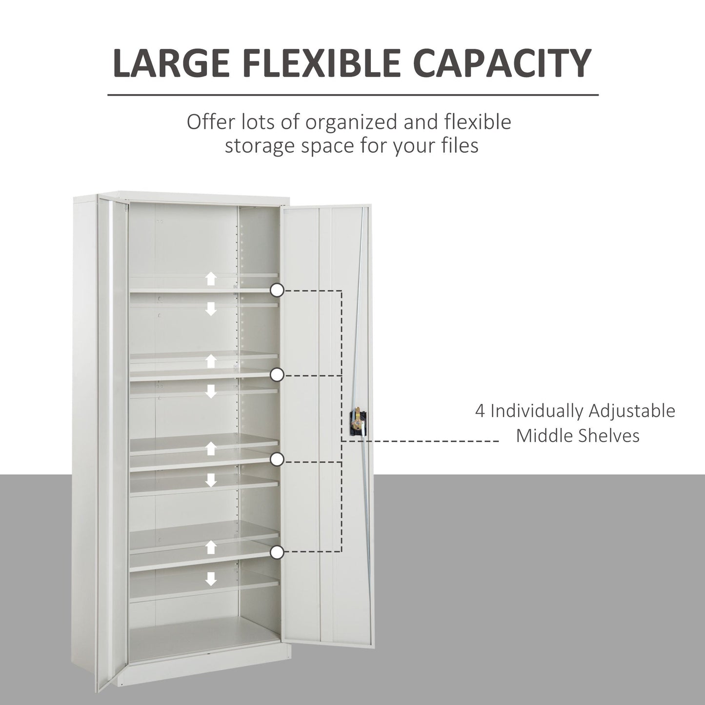 Vinsetto Lockable Filing Cabinet Tall Adjustable Shelf Large Office Storage for Office Use, White