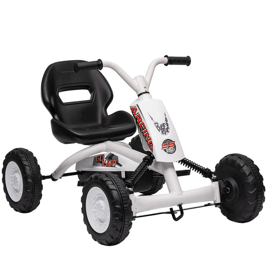 AIYAPLAY Kids Pedal Go Kart with Steel Frame, Sporty Design, for Ages 2-5 Years, White