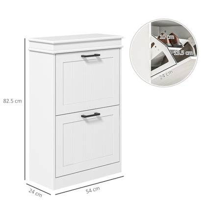 HOMCOM Two-Drawer Minimalistic 10-Shoe Cabinet - White