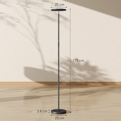 HOMCOM RGB Uplighter Floor Lamp, Tall Dimmable Standing Lamp with Remote & Touch Control, 350Â° Rotatable Head for Living Room Bedroom, 2700K-6000K Colour Temperatures, Black
