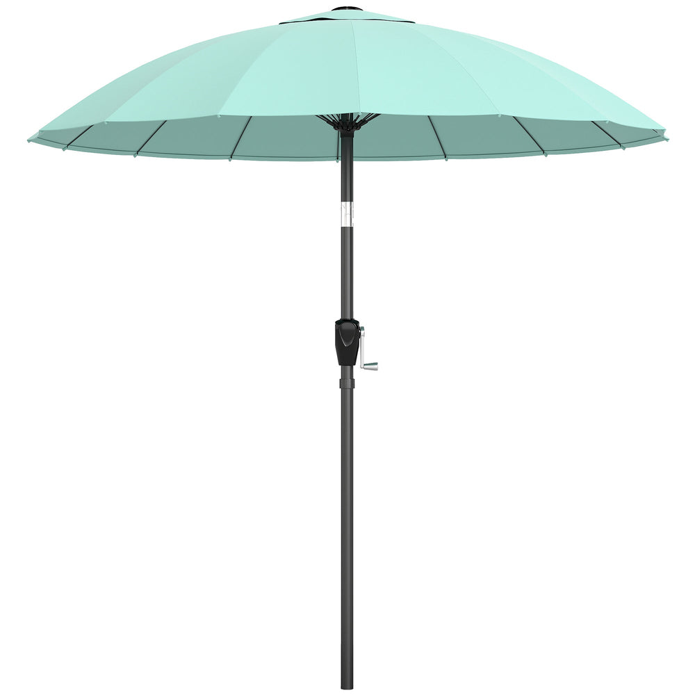 Outsunny 2 m Shanghai Garden Parasol Umbrella with 16 Fibreglass Ribs, Outdoor Parasol Sun Shade with Crank & Tilt, Turquoise