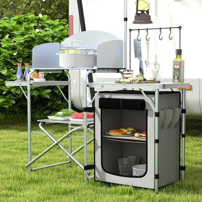 Outsunny Multi-Feature Folding Camping Kitchen, with Wind Shield