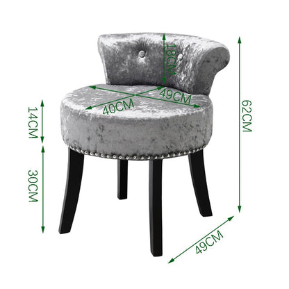 Velvet Upholstery Round Accent Chair Dressing Stool