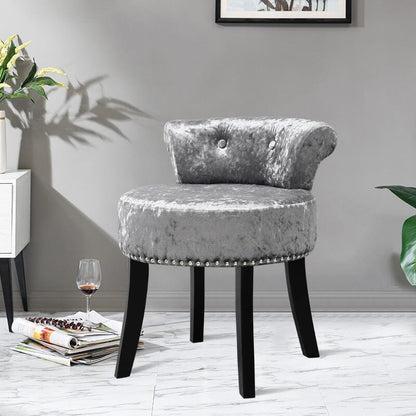 Velvet Upholstery Round Accent Chair Dressing Stool