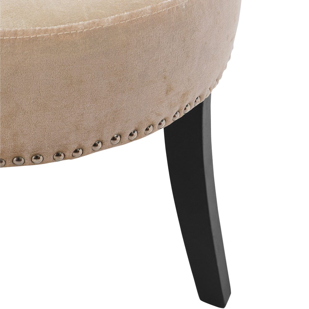 Velvet Upholstery Round Accent Chair Dressing Stool