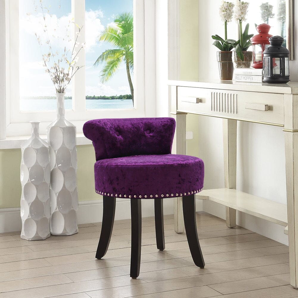 Velvet Upholstery Round Accent Chair Dressing Stool