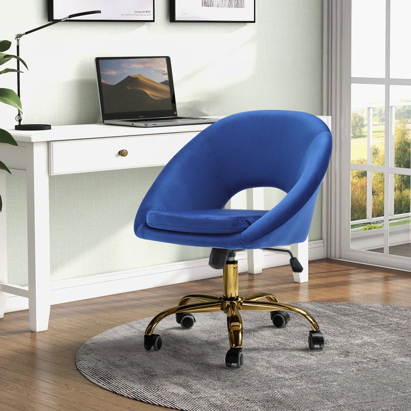 Velvet Swivel Office Chair Height Adjustable