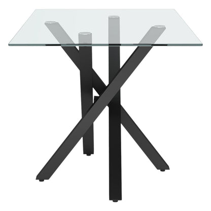 Glass Top Dining Table 130x80cm with Crossing Metal Legs