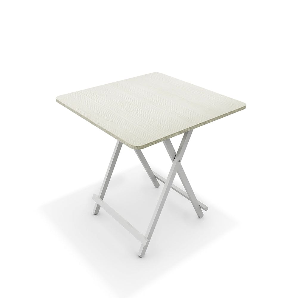 White Wooden Folding Dining Table with Metal Legs