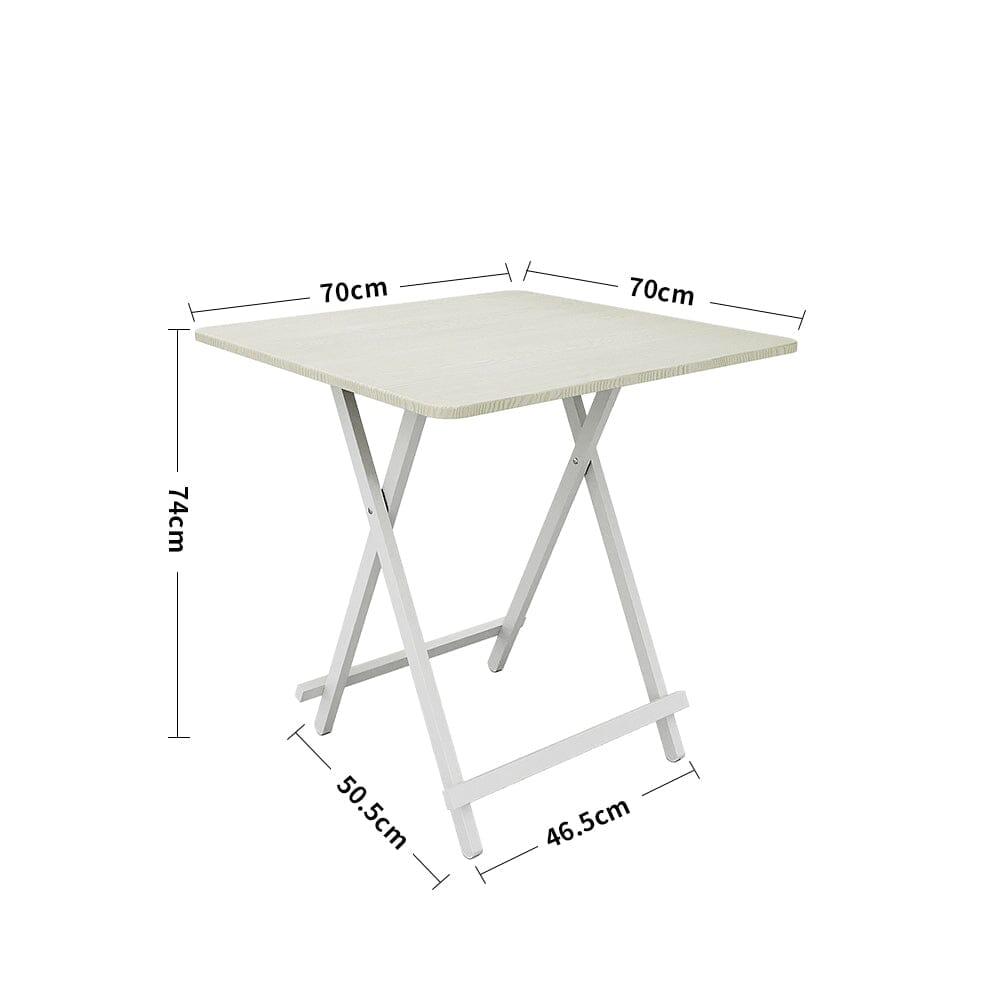 White Wooden Folding Dining Table with Metal Legs