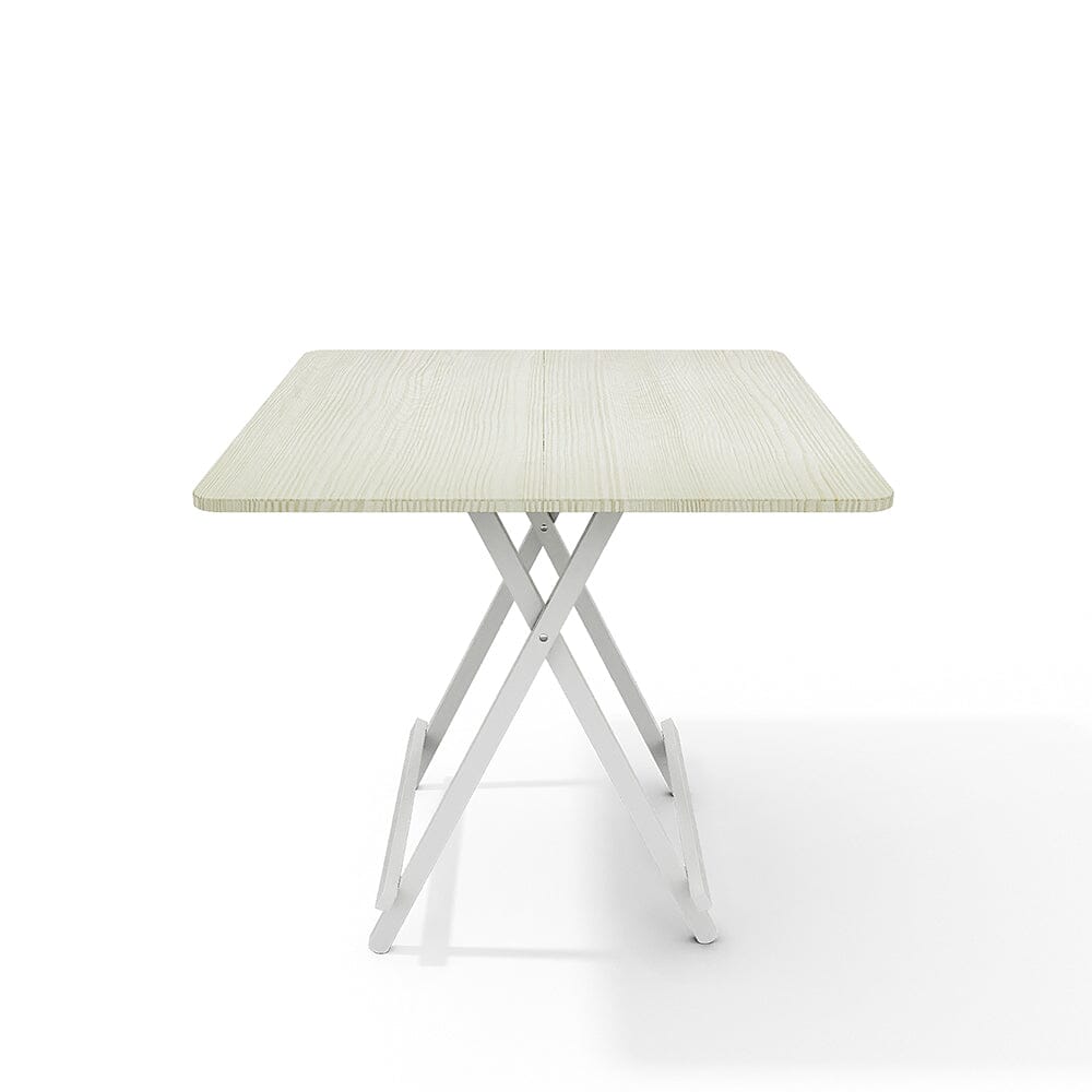 White Wooden Folding Dining Table with Metal Legs