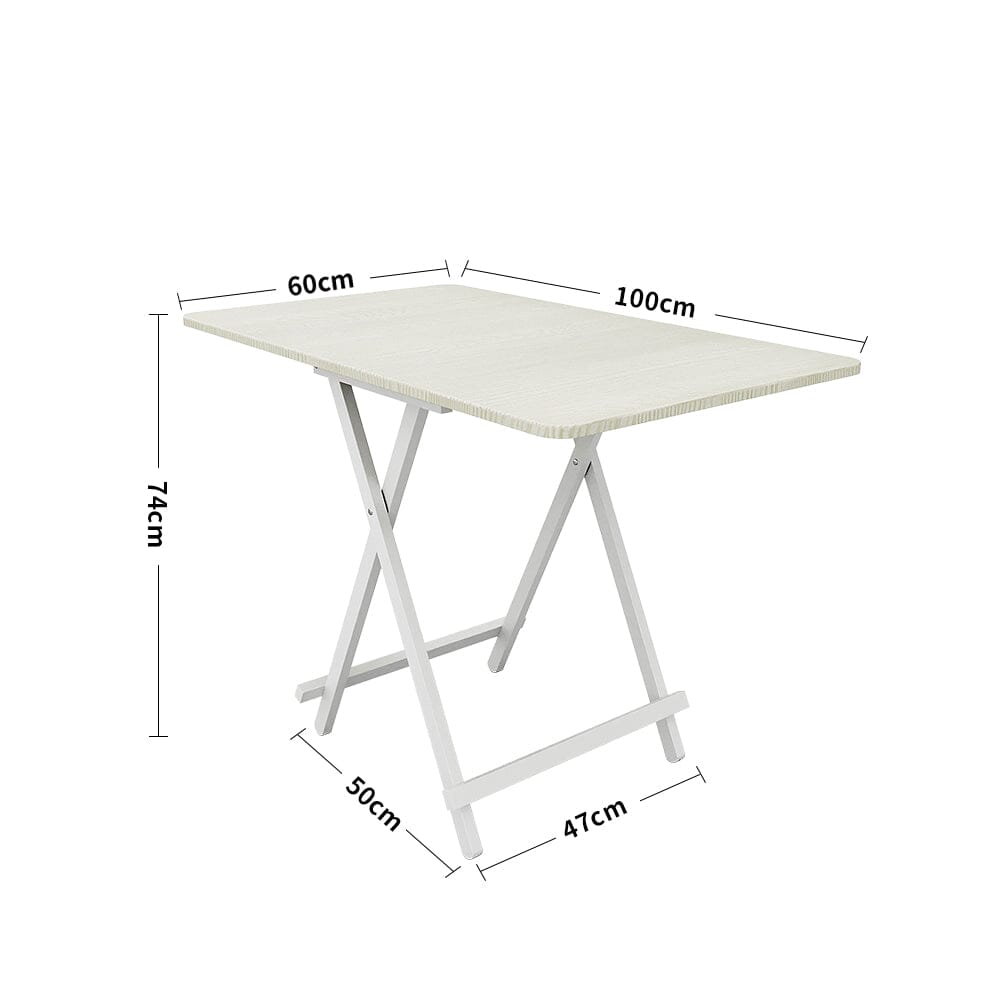 White Wooden Folding Dining Table with Metal Legs