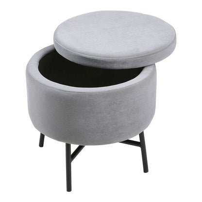 Contemporary Velvet Storage Ottoman with Metal Legs