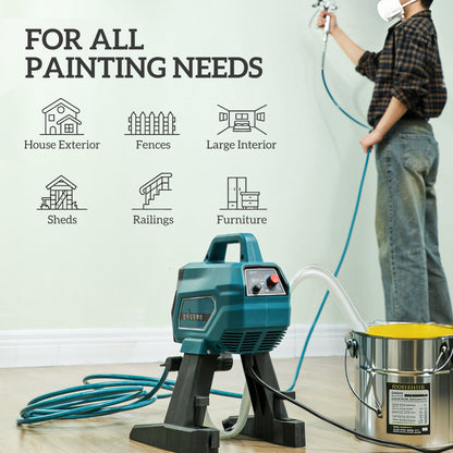 HOMCOM Airless Paint Sprayer, Thinning-Free, Electric√Ø¬ª¬ø Fence Paint Sprayer for Exterior and Interior DIY Painting Projects, Wall Spray Gun Machine, Household Use, 1.5L/min, 200 Bar, 7.5 m Hose
