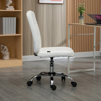 Vinsetto Armless Faux Leather Office Chair - White