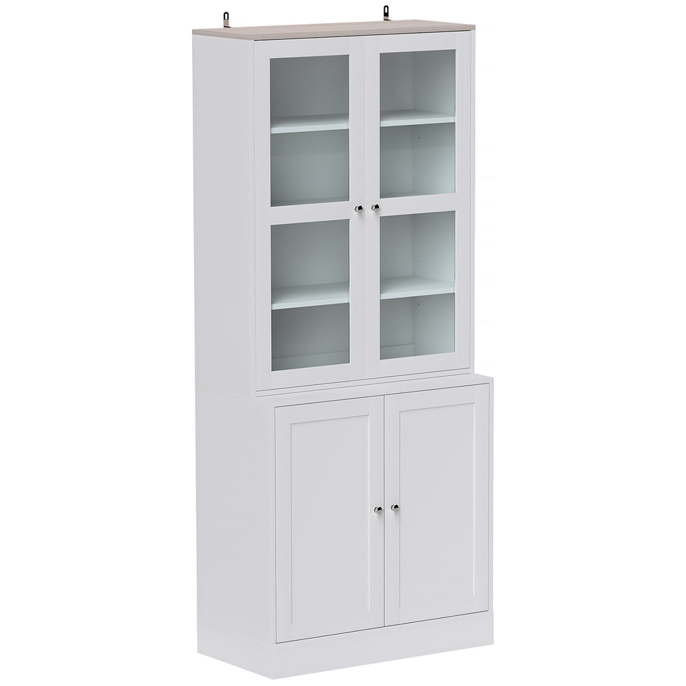 HOMCOM Double Storage Display Cabinet - White