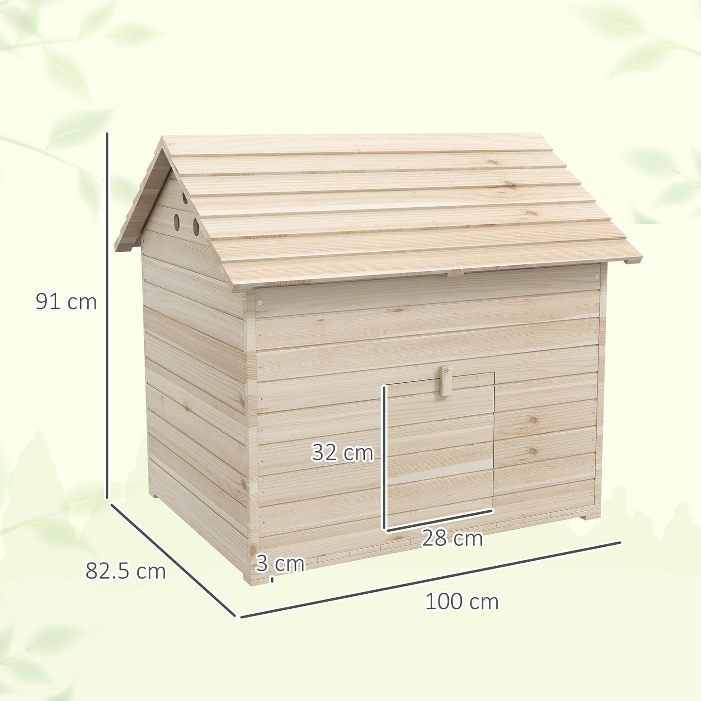 PawHut Wooden Duck House Poultry Coop for 2-4 Ducks with Openable Roof Raised Feet Air Holes Natural