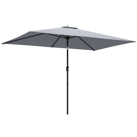 Outsunny Garden Parasol, Parasol Umbrella with Crank Handle, Tilt Function, Polyester Canopy, Light Grey