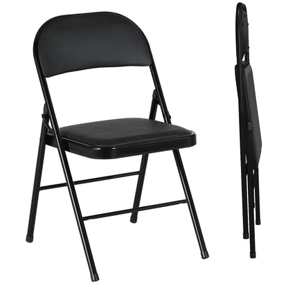 HOMCOM Set of Two Cushioned Folding Chairs - Black