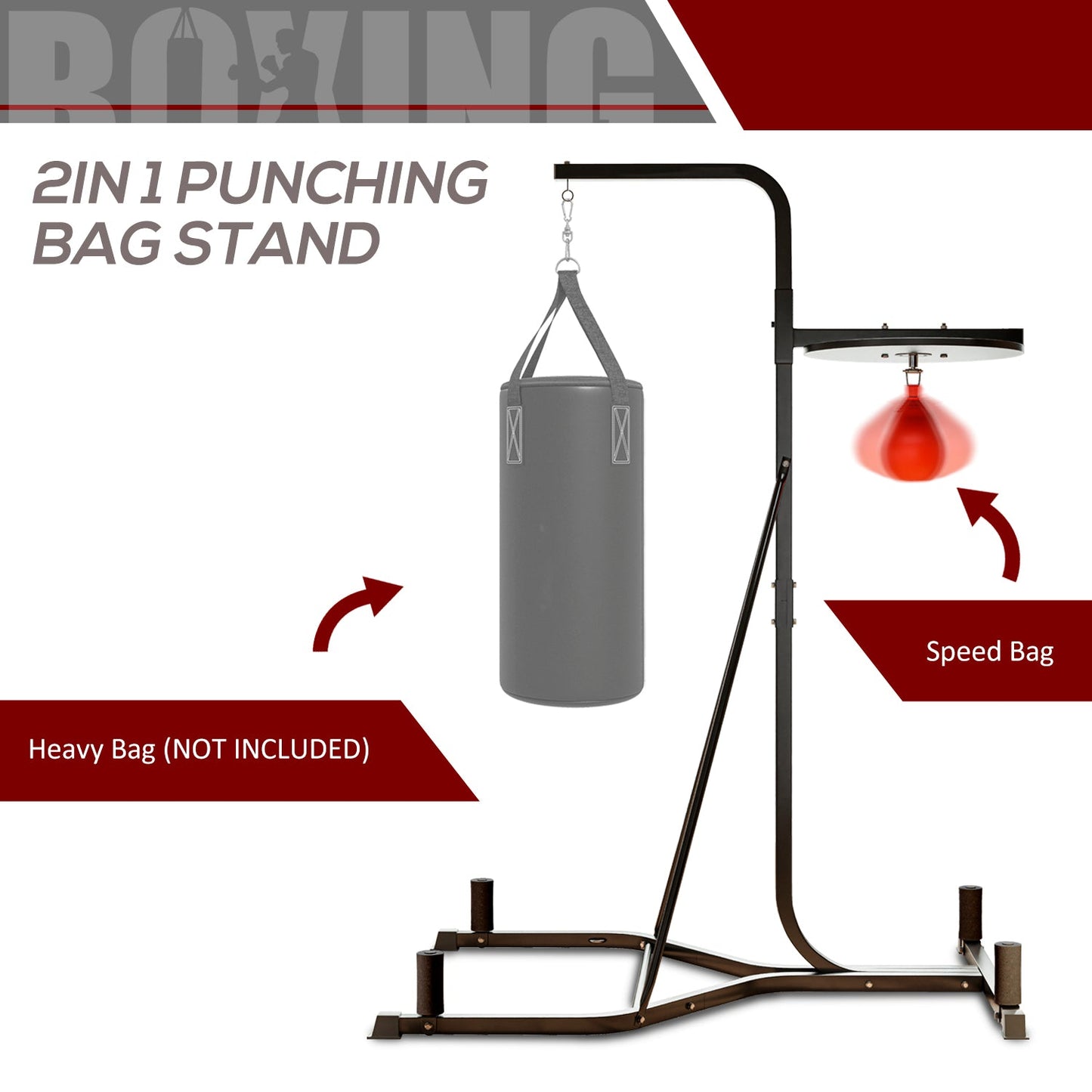 HOMCOM Adjustable Freestanding Speedbag, Punch Bag Hanger, Black