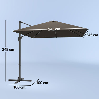 Outsunny Patio Offset Parasol Umbrella - Tan