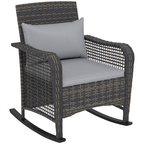 Outsunny Rattan Rocking Chair - Light Grey