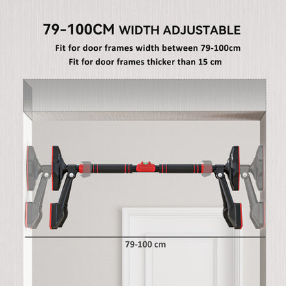 SPORTNOW Pull up Bar Doorway 79-100cm, No Screw Chin up Bar 225kg Capacity, with Level Gauge, Triangle Support, for Home Workout