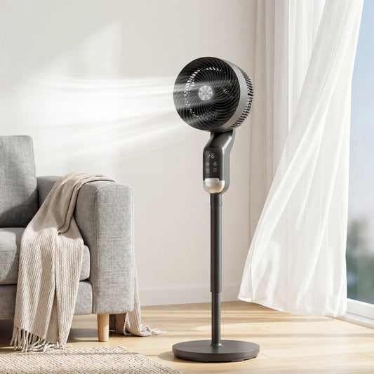 HOMCOM 20 dB Silent Standing Fan, Pedestal Fan with Remote, Oscillating, 8 Speeds, Adjustable Height, 12H Timer