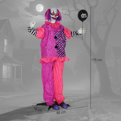 Outsunny 5â²7â³ Scary Animated Clown Decoration - Pink/Purple