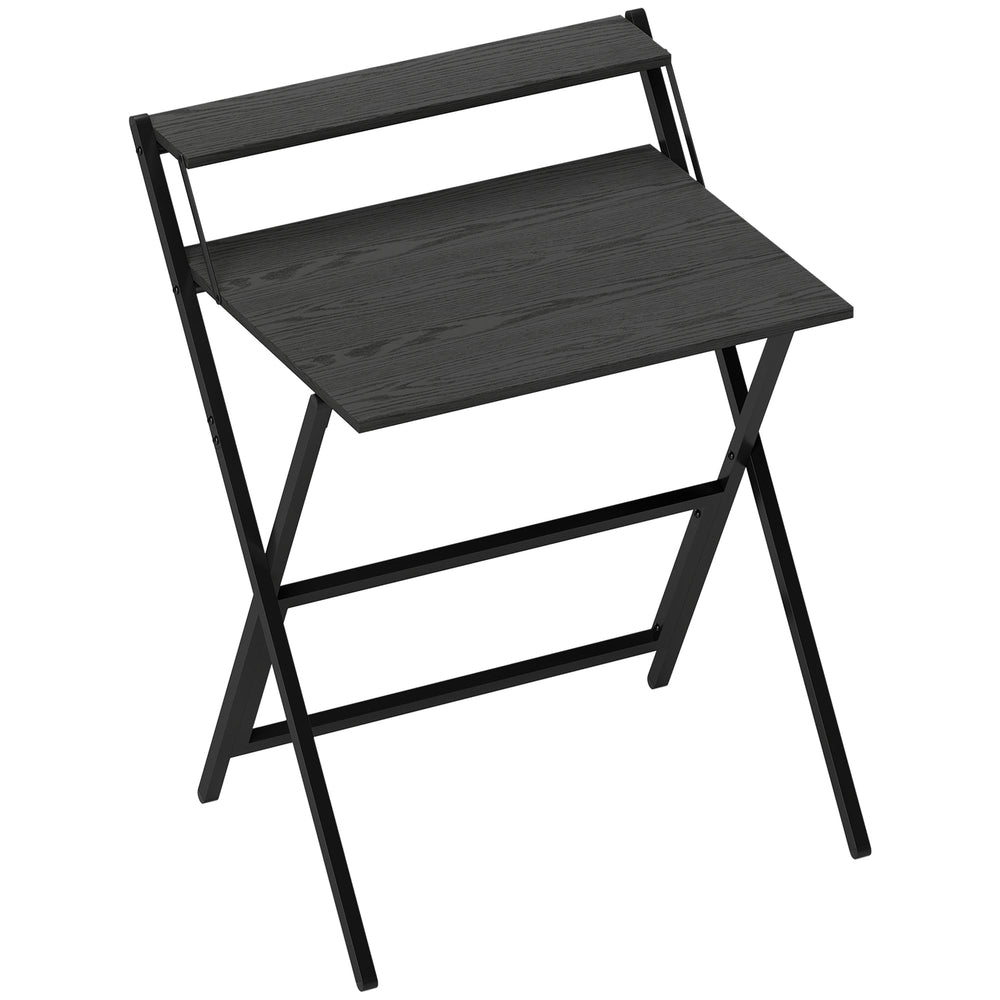 HOMCOM 70 cm Folding Computer Desk with Monitor Shelf - Black