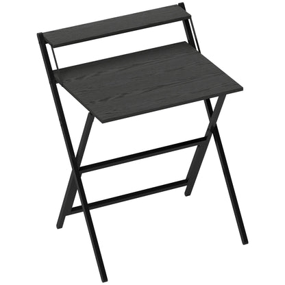 HOMCOM 70 cm Folding Computer Desk with Monitor Shelf - Black