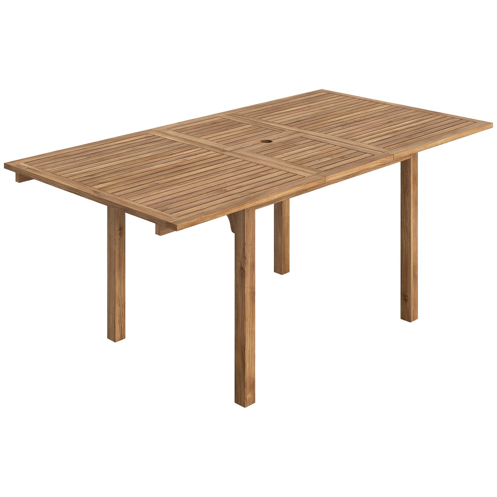 Outsunny Extending Garden Table, Outdoor Dining Table for 6-8 with Acacia Wood Slatted Tabletop for Balcony Porch