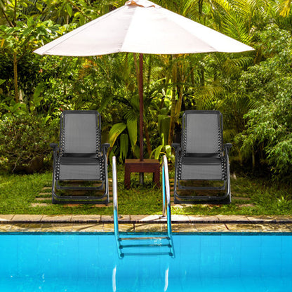 Zero Gravity Chair with Cup Holder and Breathable Fabric-Black