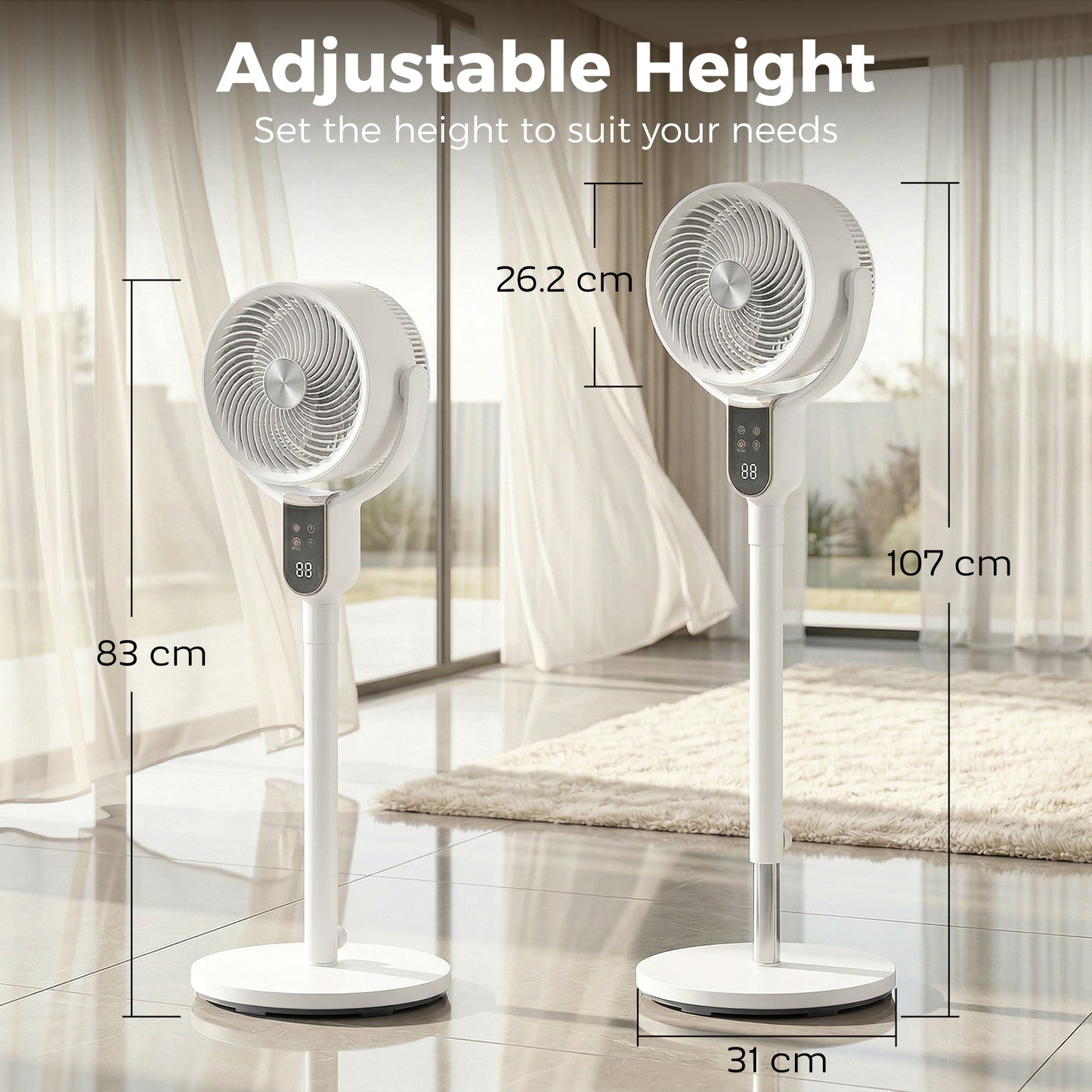 HOMCOM 20 dB Silent Standing Fan for Bedroom, 42" Pedestal Fan with Remote, 90Â° Oscillating, 8 Speeds, Remote Control, White