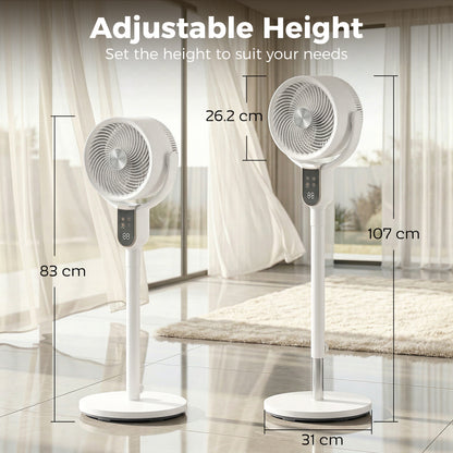 HOMCOM 20 dB Silent Standing Fan for Bedroom, 42" Pedestal Fan with Remote, 90Â° Oscillating, 8 Speeds, Remote Control, White