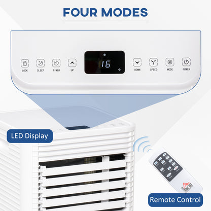 HOMCOM 9000 BTU Portable Air Conditioner for Cooling Dehumidifier Fan, Air Conditioning Unit for Room up to 28mÂ², with Remote, 24H Timer, Window Mount Kit, R290, A Energy Efficiency, 1122W